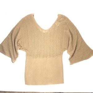 Beige with gold sparkle knit top by A Byer